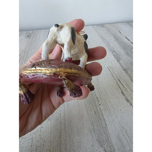 Paper mache bulldog terrier Boston dog puppy ornament pillow Xmas tree - Picture 7 of 9